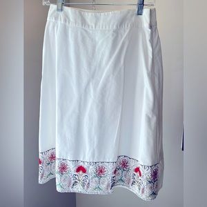 French Connection White Cotton Embroidered Skirt